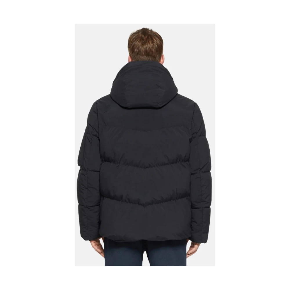 Dondup Reguliere Poplin en Nylon Pufferjas Blue Heren