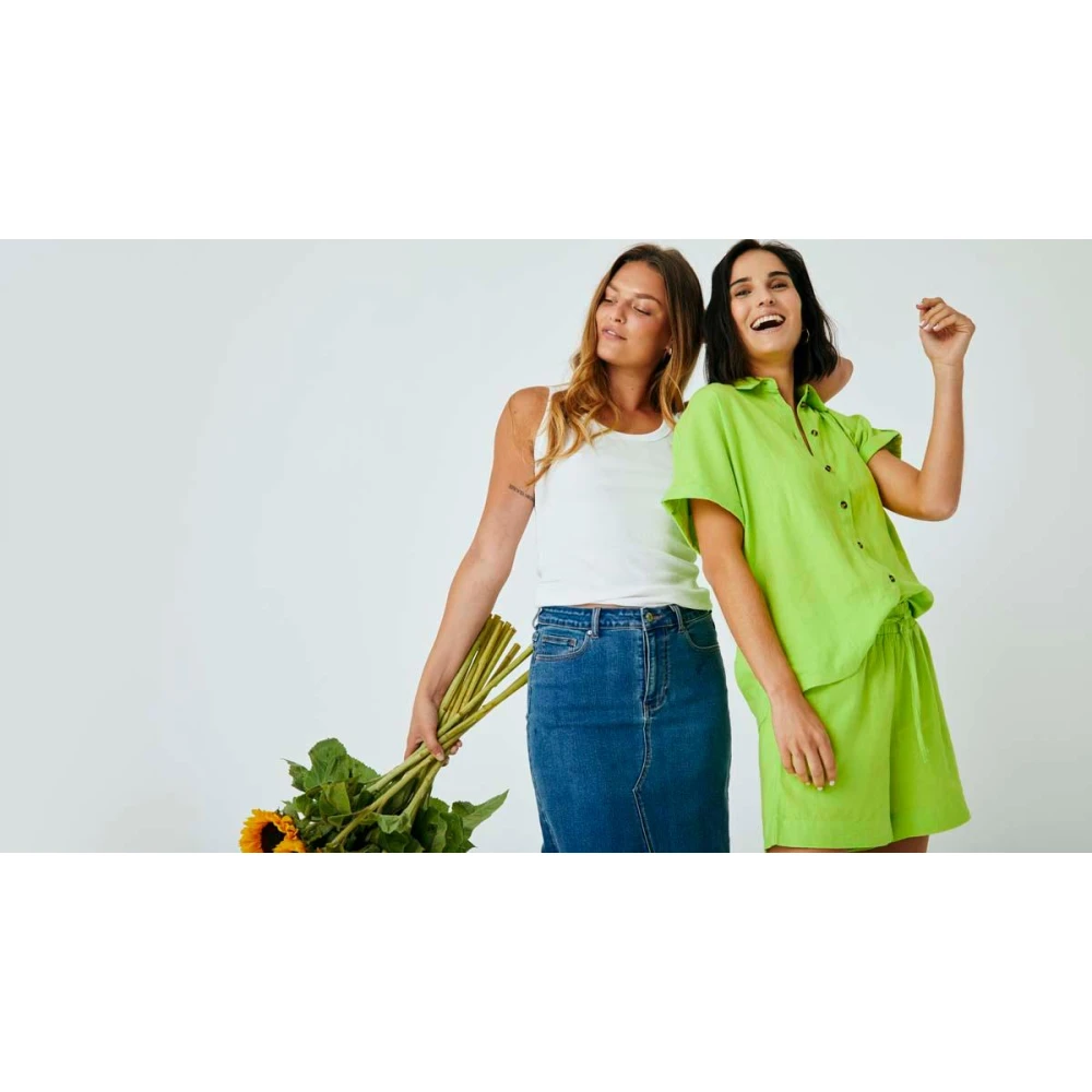 Freequent Vintage Denim Rok Blue Dames