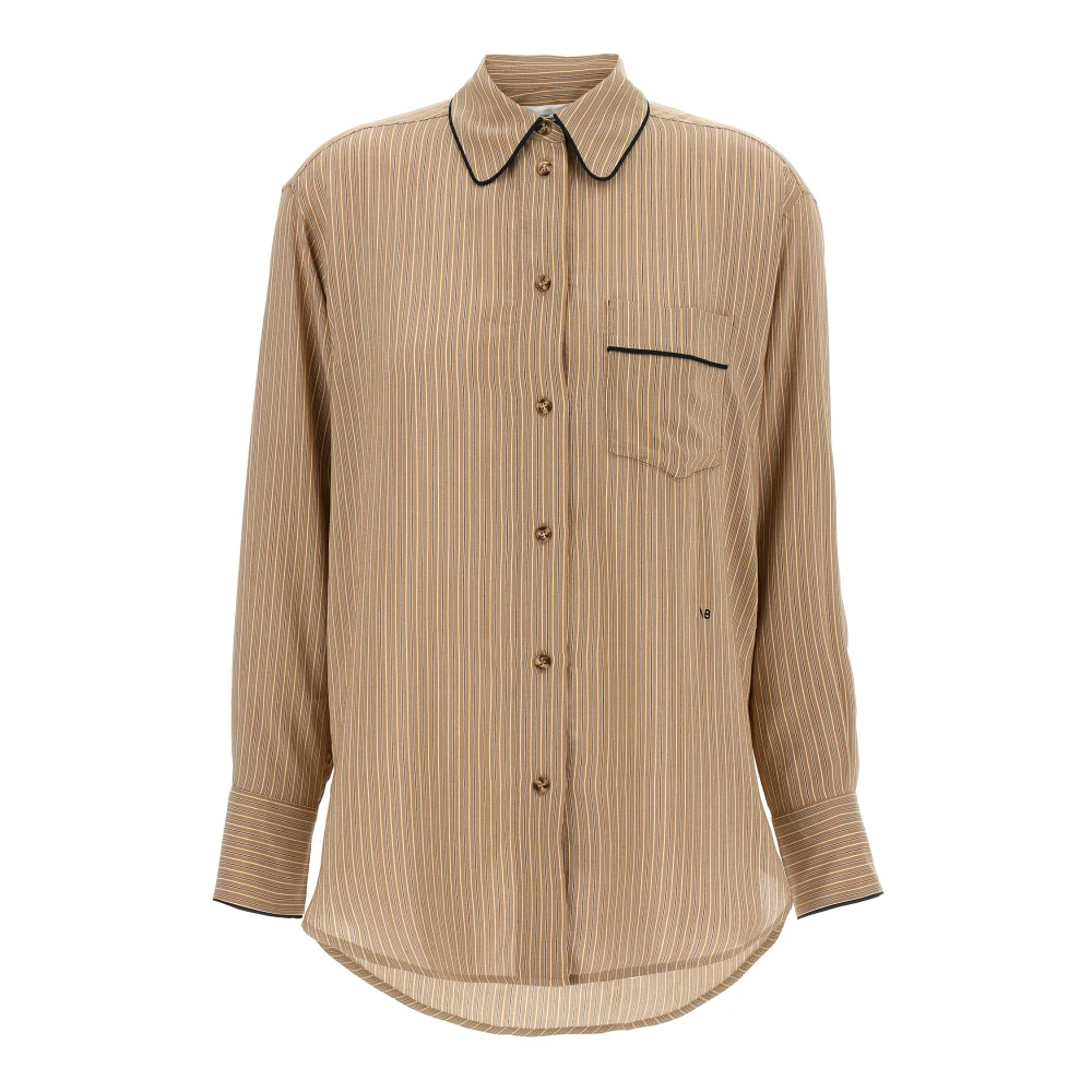 Victoria Beckham Women's Brown Piping Detail Pyjama Shirt - Shirts - Xs - Blouses & Shirts