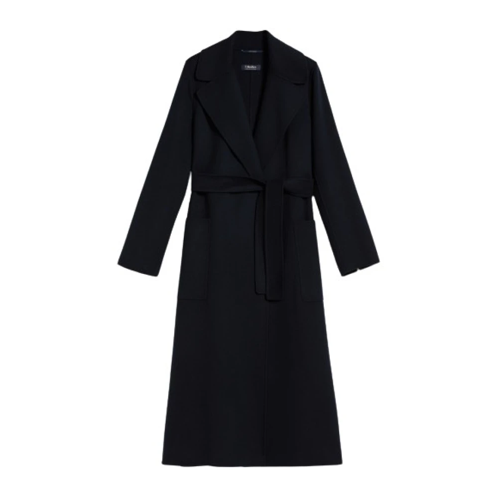 Max Mara Wollen mantel met uitlopende zoom Blue Dames