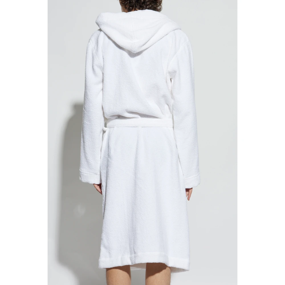 Moschino Katoenen badjas met capuchon White Heren