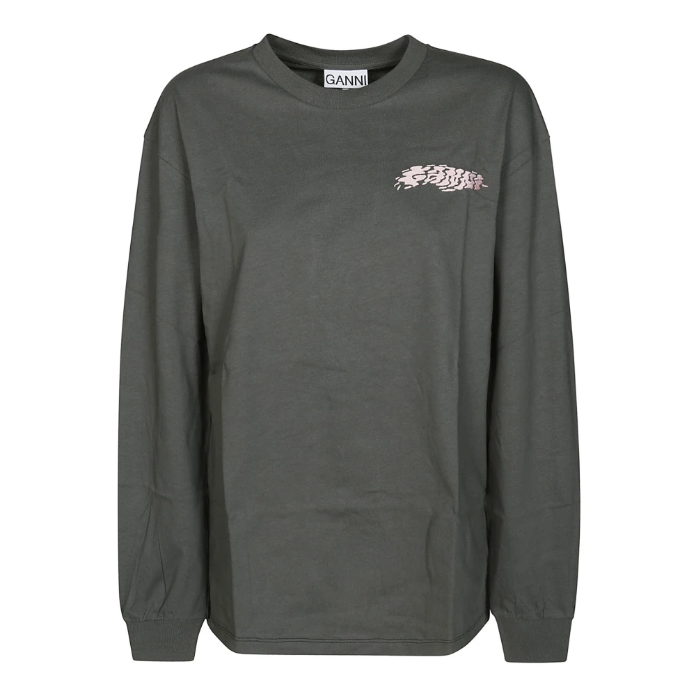 Ganni Loveclub Longsleeve T-shirt Gray Dames