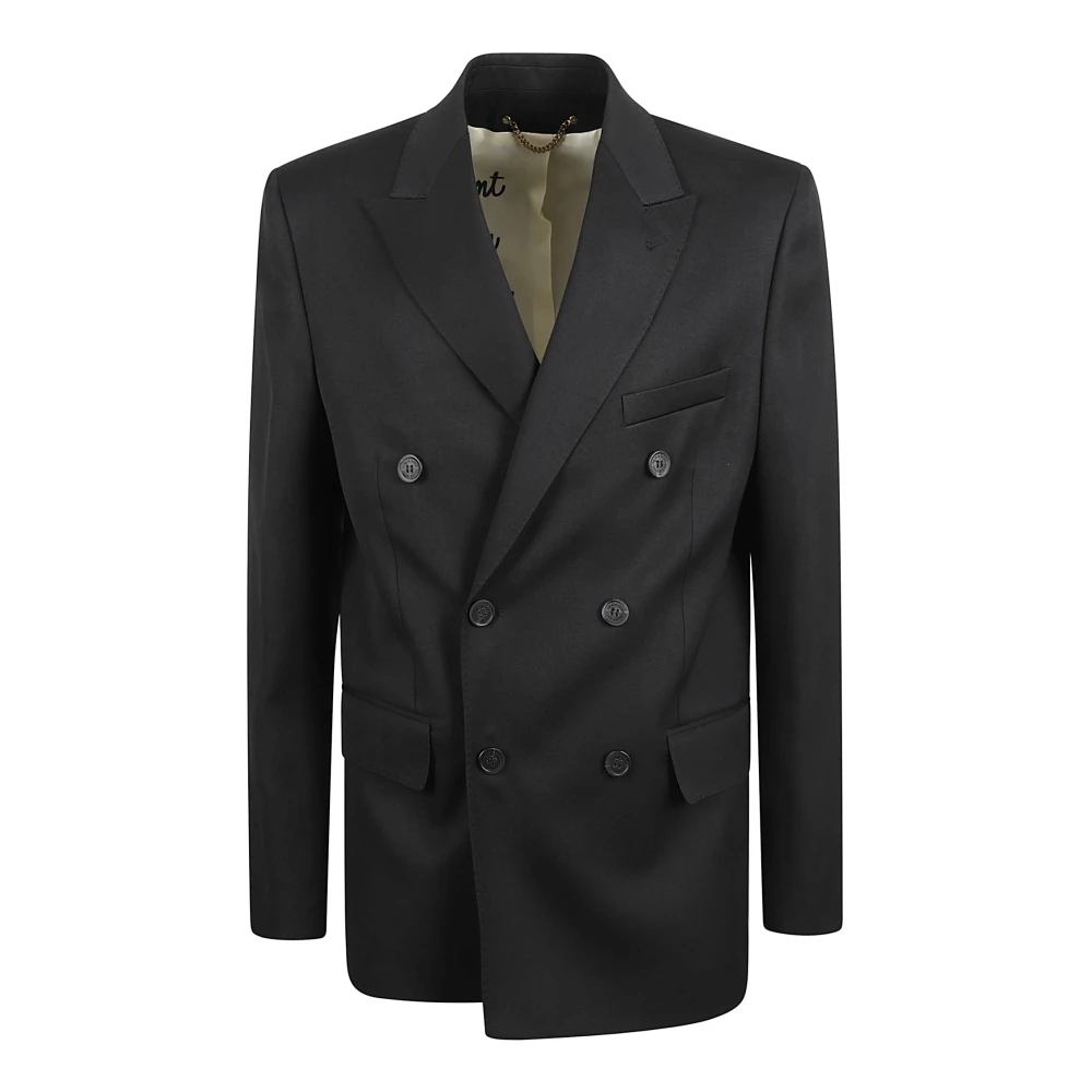Golden Goose Double Breasted Blazer Wool Gabardine Black Heren