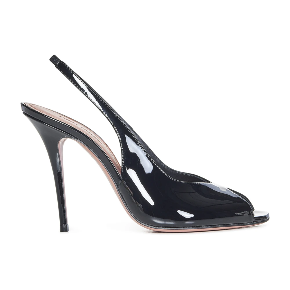 Amina Muaddi Women's Black Peep Toe Stiletto Pumps