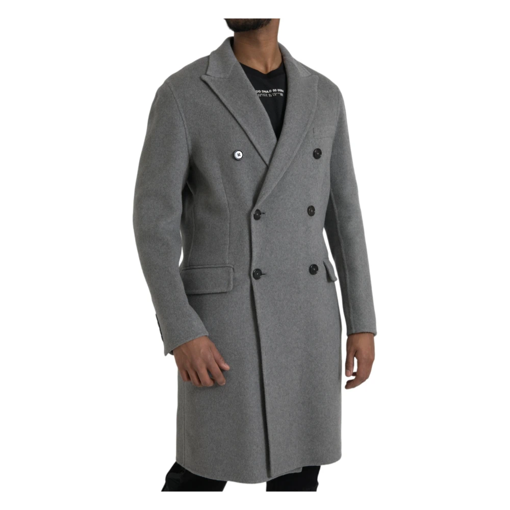 Dolce & Gabbana Grijze Cashmere Trenchcoat Jas Gray Heren