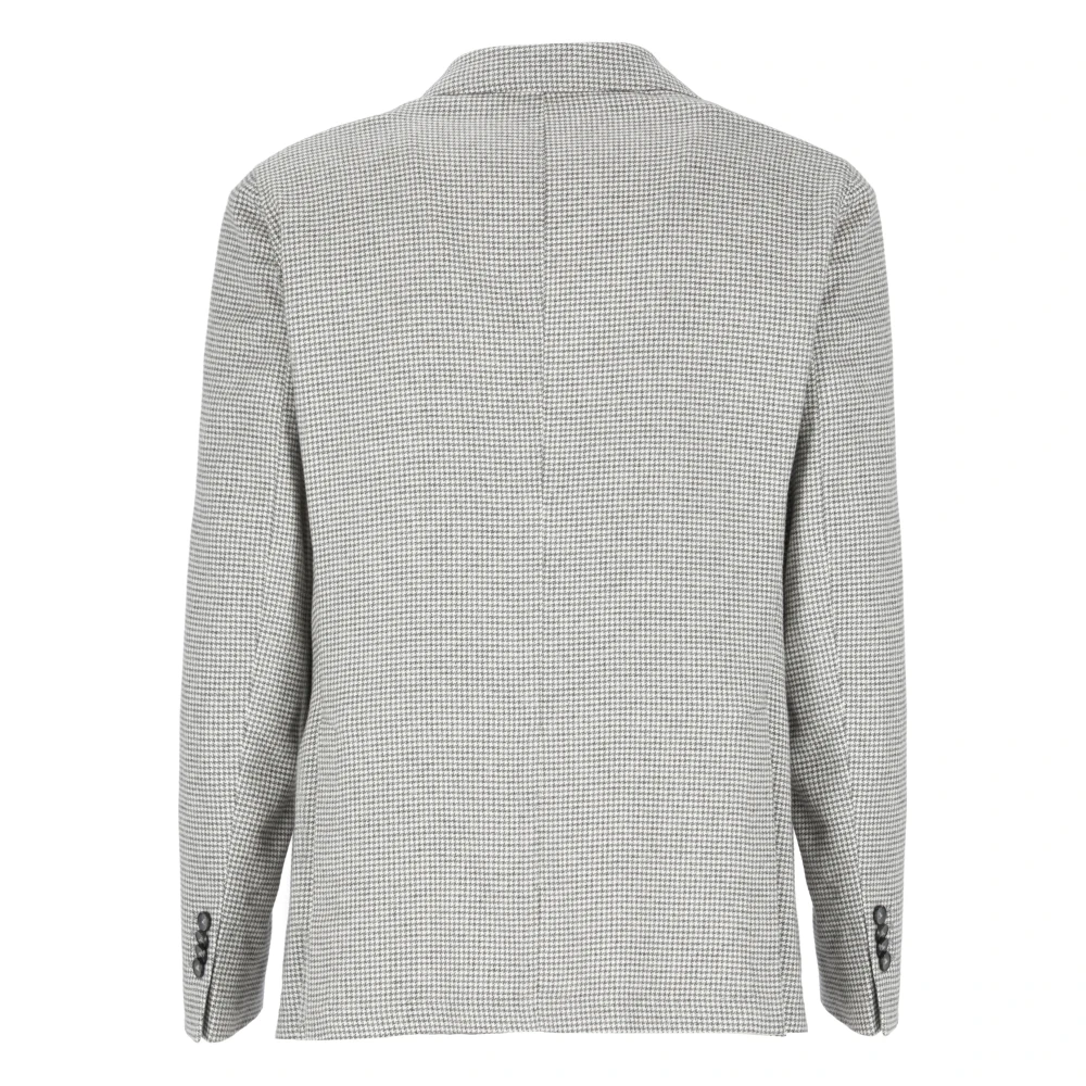 Lubiam Grijze Katoenen Jas met Pied de Poule Gray Heren