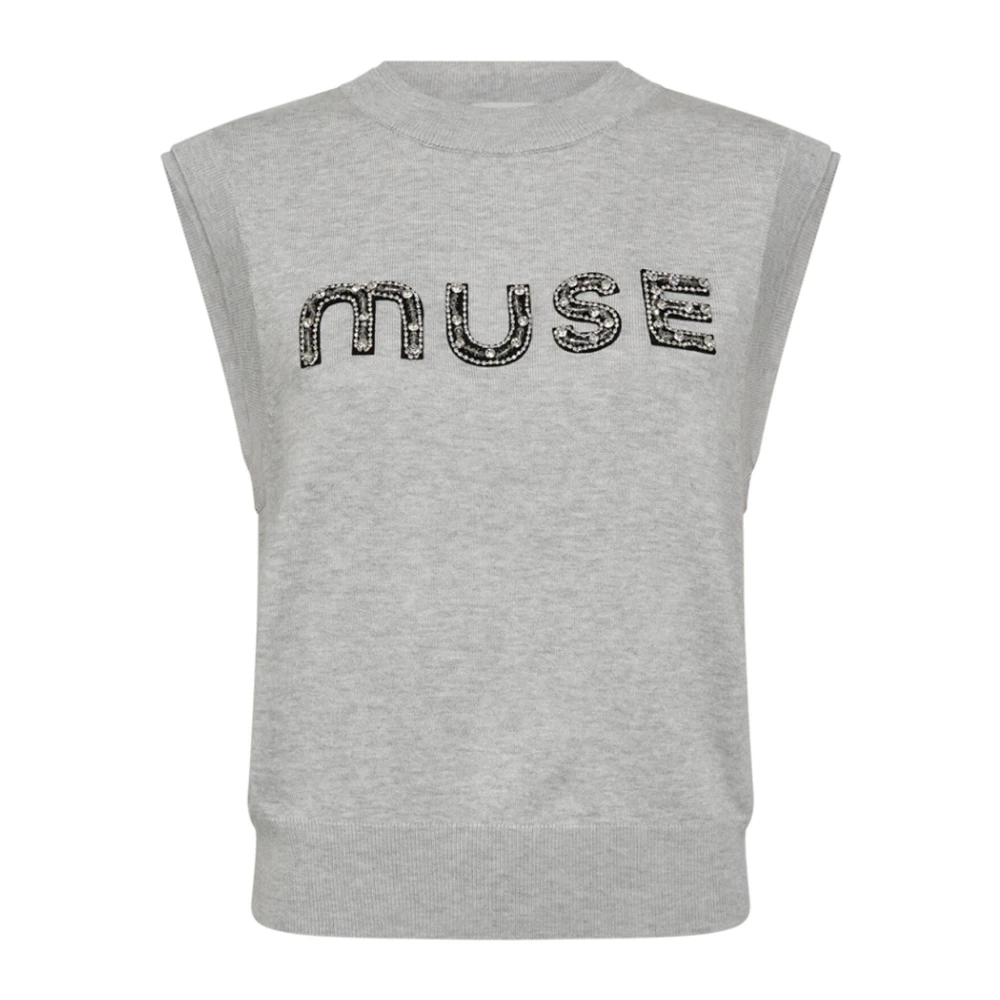 Copenhagen Muse Lichtgrijze Melange Gebreid Vest Veran Gray Dames