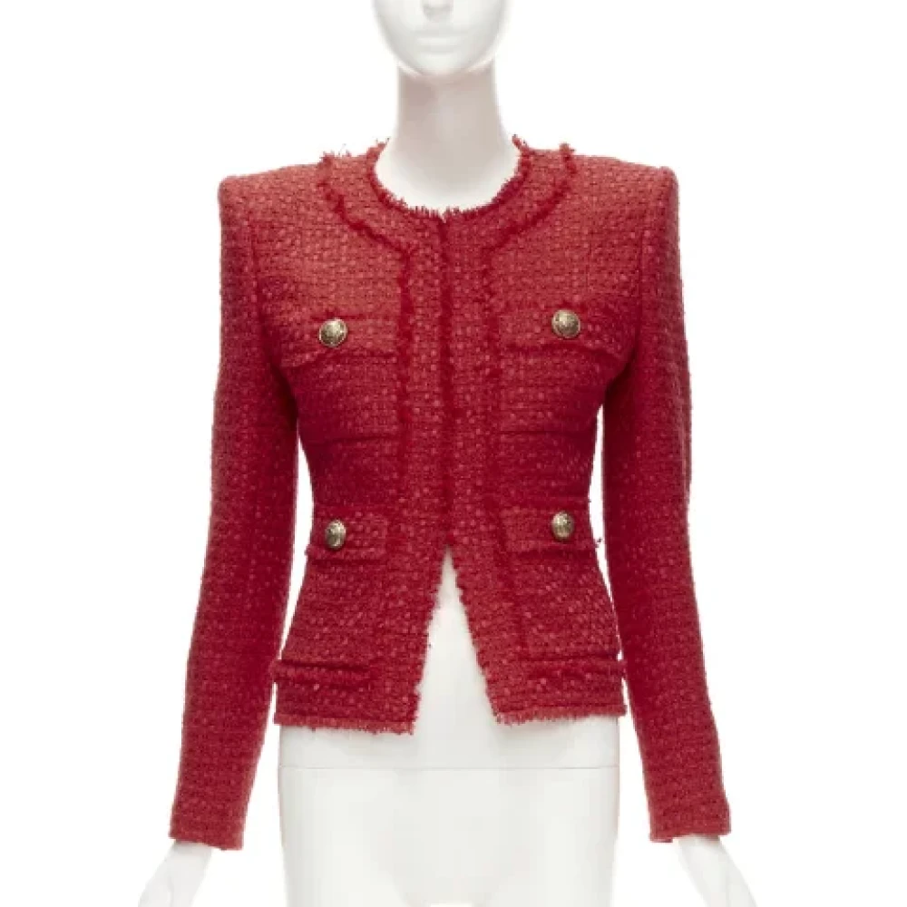 Balmain Pre-owned Fabric outerwear Red Dames