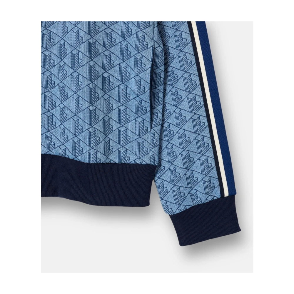 Lacoste Monogram Rits Sweater Blauw Jacquard Blue Heren