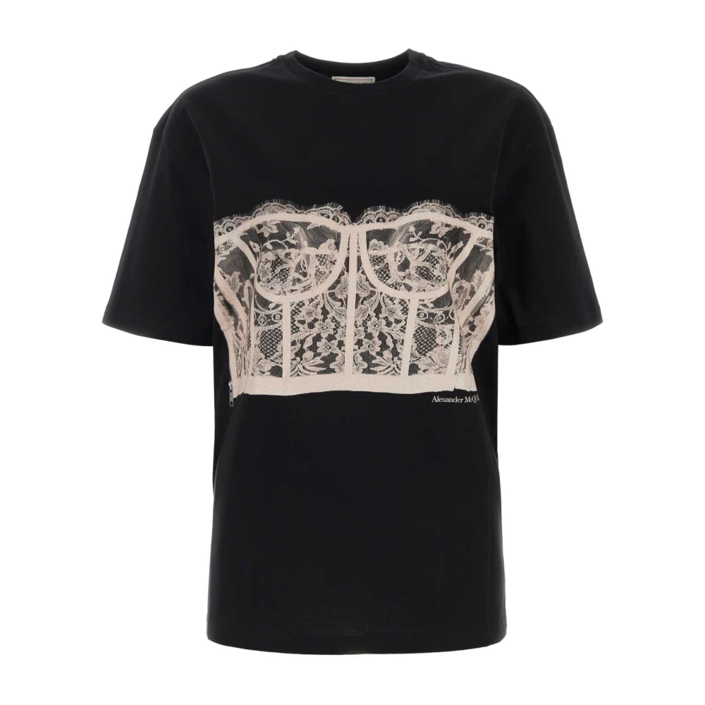 Alexander mcqueen Zwarte katoenen T-shirt Black Dames