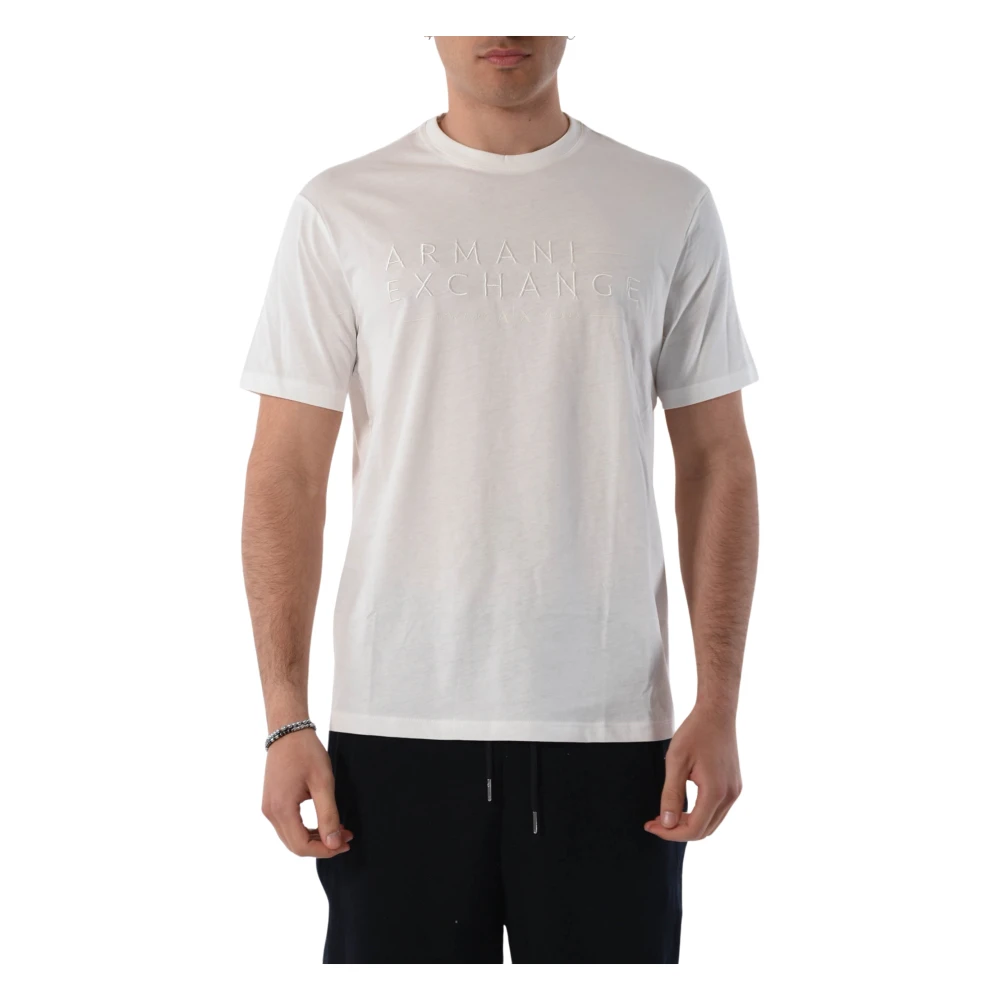 Armani Exchange Katoenen T-shirt met Frontlogo White Heren