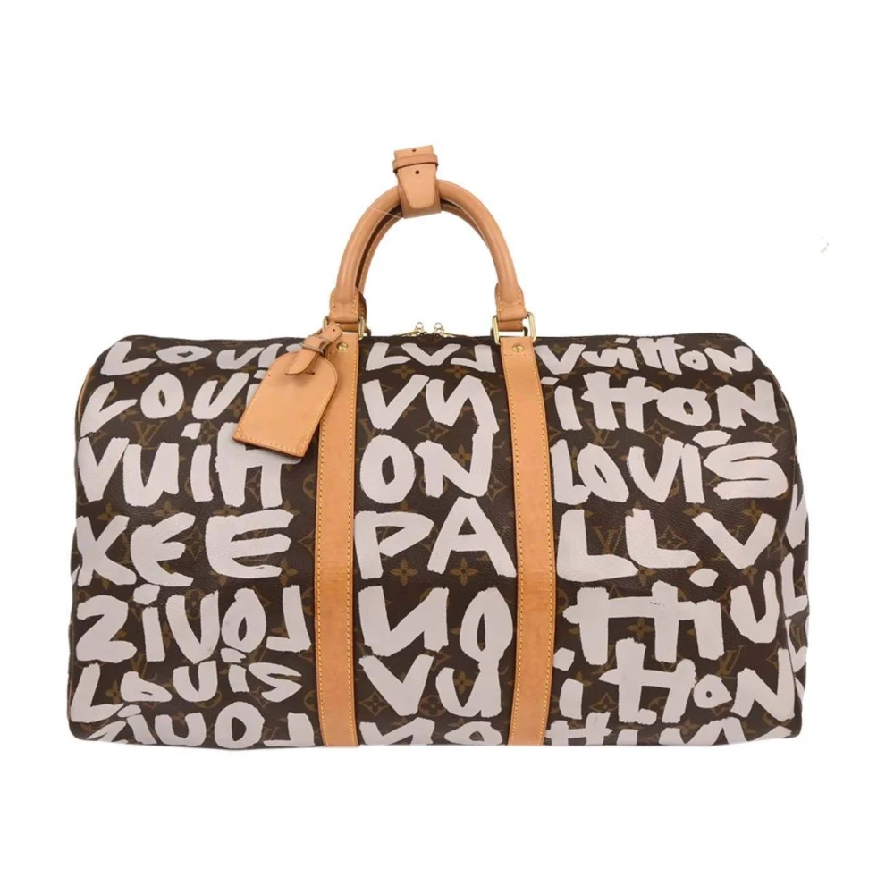 Louis Vuitton Vintage Women's Brown Pre-Owned Keepall Travel Duffle Bag With Artistic Monogram Print