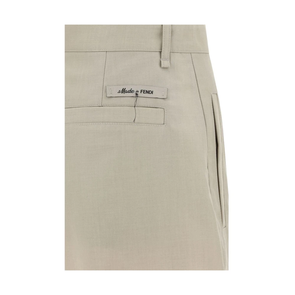 Fendi Fleece Bermuda Shorts met zakken Beige Heren