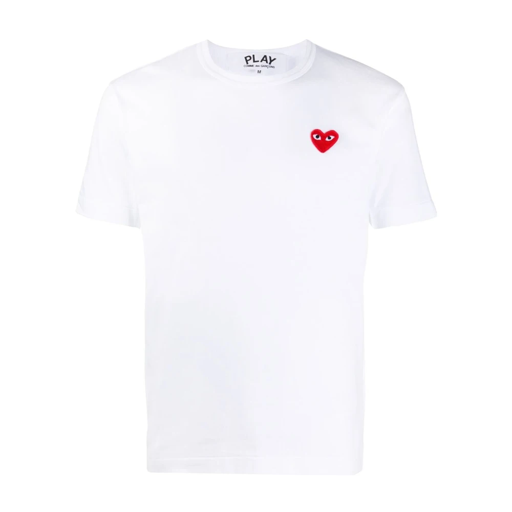 Comme Des Garçons Play Men's White Logo Embroidered T-Shirt