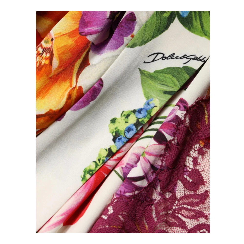 Dolce & Gabbana Bloemen Kant Zijden Abaya Lange Mouwen Multicolor Dames