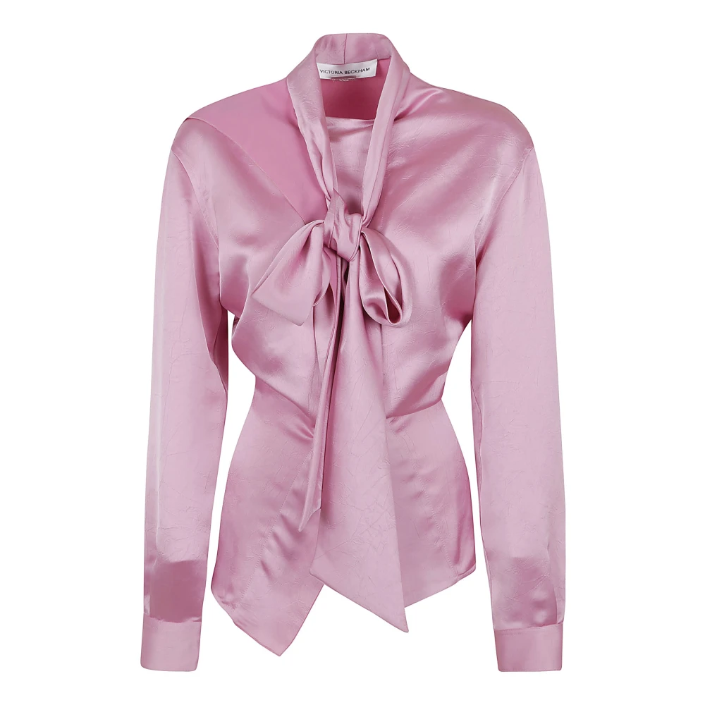Victoria Beckham Ruffled Satin Deconstructed Blouse Pink Dames