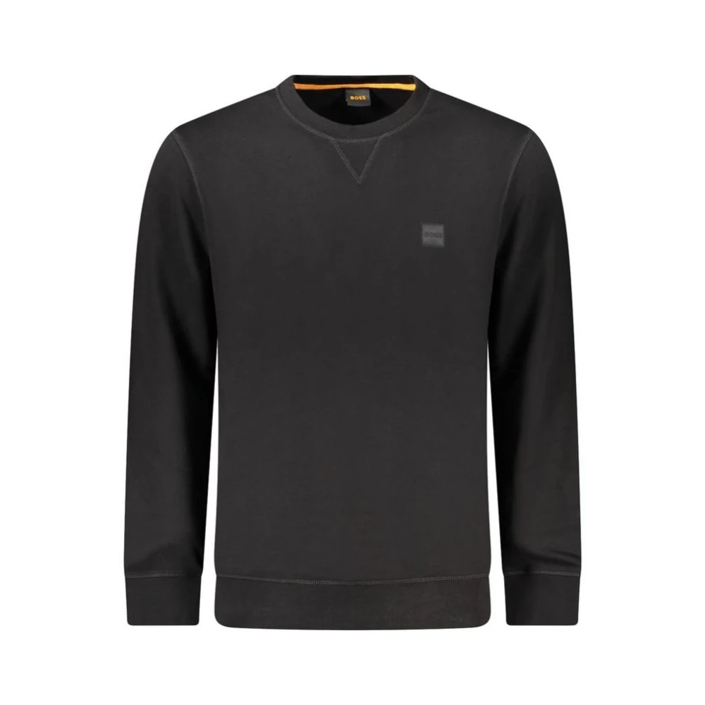 Hugo Men's Black Sweatshirts, 2XL, Cotton Jumper With Ribbed Detailing