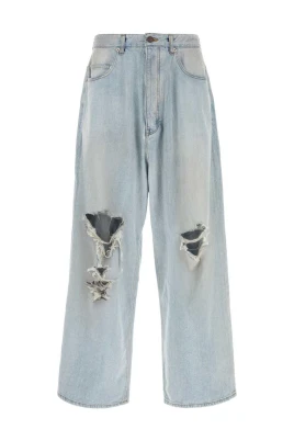 Relaxed Fit Wide Leg Cargo Denim Pants