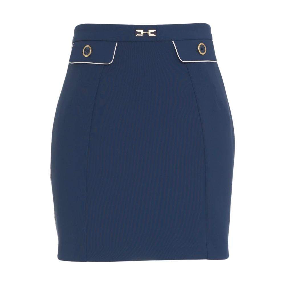 Elisabetta Franchi Blauwe Crêpe Mini Rok Blue Dames