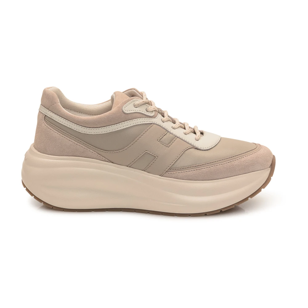 Hogan H696 Leren Platform Sneakers Dames Schoenen Beige