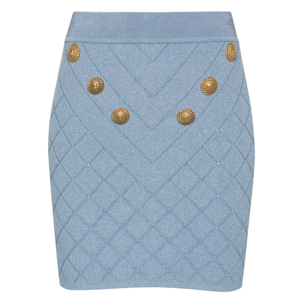 Balmain Witte Jacquard Minirok Blue Dames