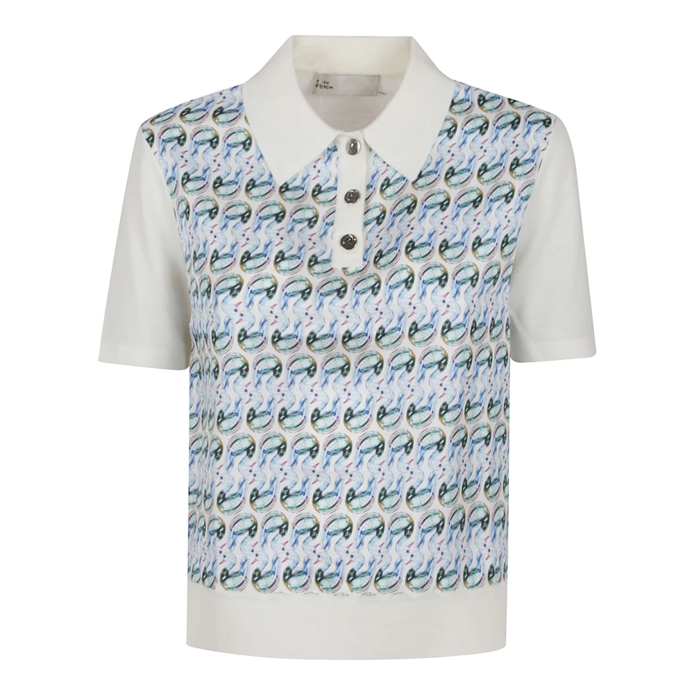 TORY BURCH Zijden Voorkant Polo Shirt Multicolor Dames