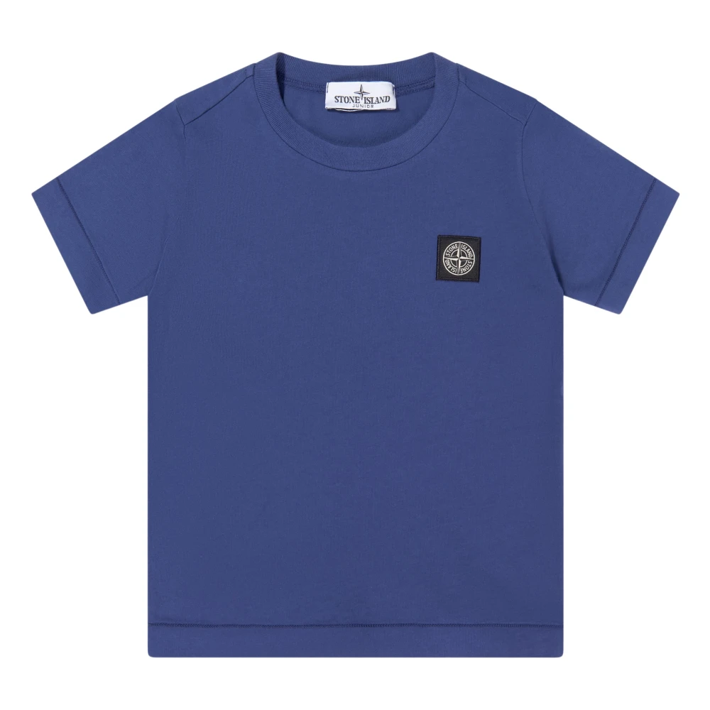Stone Island , Kids Short Sleeve T-Shirts, Male, Blue, 8 Y, Compass Logo Patch T-Shirt