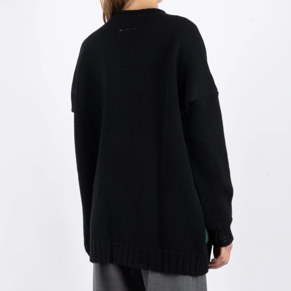 MM6 Maison Margiela Zwarte wollen trui gemaakt in Italië Black Dames