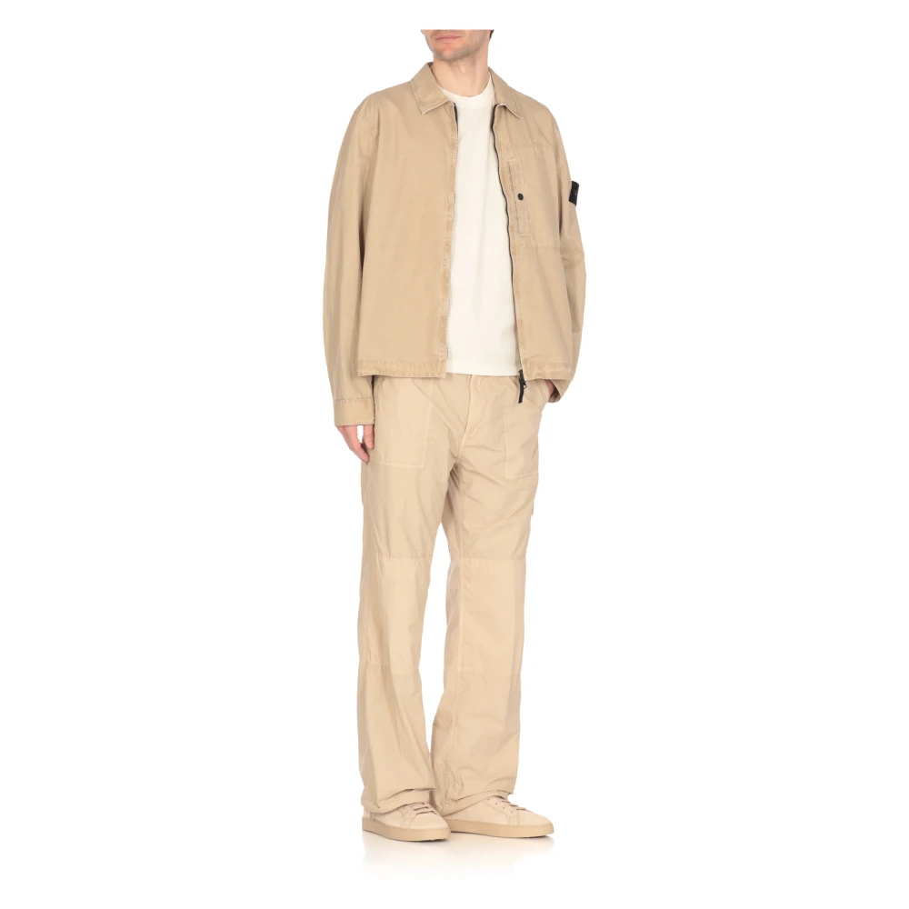 Stone Island Beige Katoenen Overhemd met Kraag Beige Heren