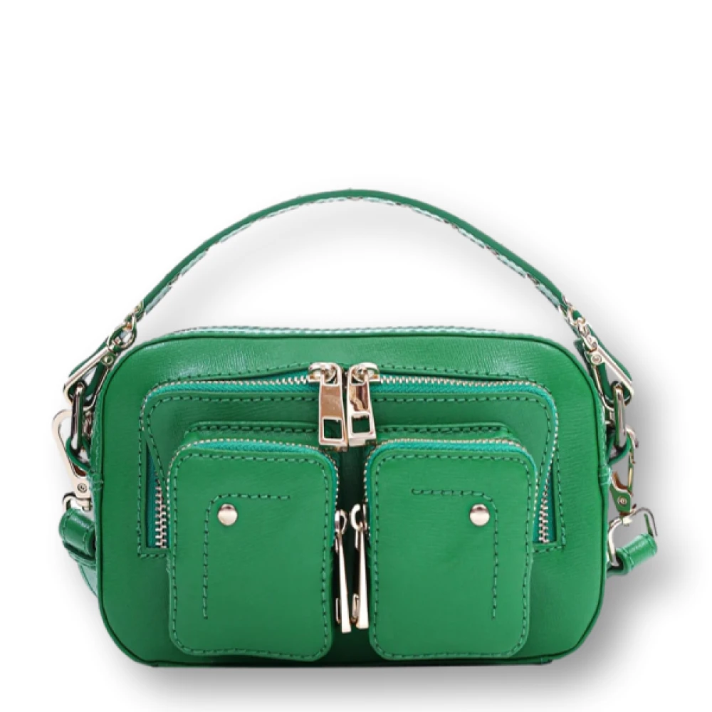 Núnoo Klassieke Zwarte Crossbody Tas met Gouden Details Green Dames