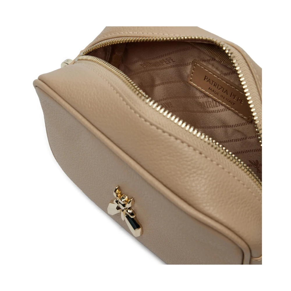 PATRIZIA PEPE Fly Camera Tas van Zacht Kalfsleer Beige Dames