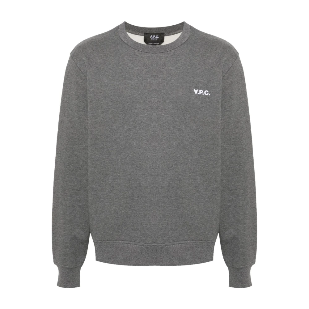 A.p.c. Logo Flocked Sweatshirt Gray Heren