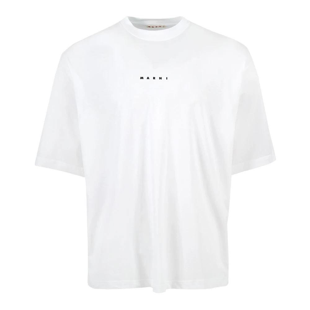 Marni Katoenen Logo Print T-Shirt White Heren