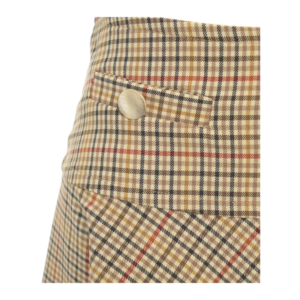 Semicouture Beige Check Flared Mini Skirt Aw24 Beige Dames