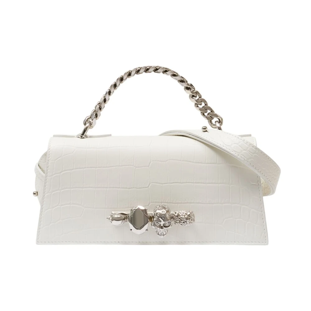 Alexander Mcqueen Women's White Handbags, One Size, Jewelled Shoulder Mini