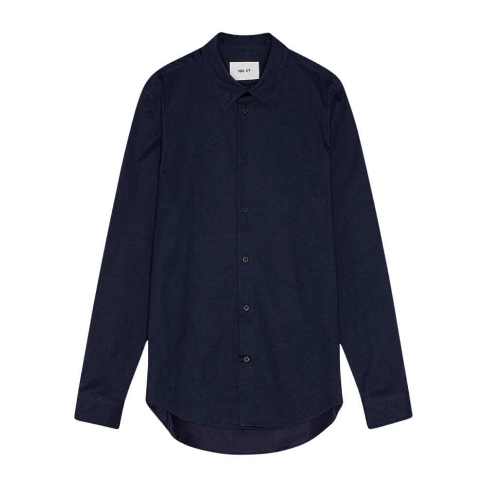 Nn07 Minimalistische Navy Blue Shirt met Moeder-van-Parel Knopen Blue Heren