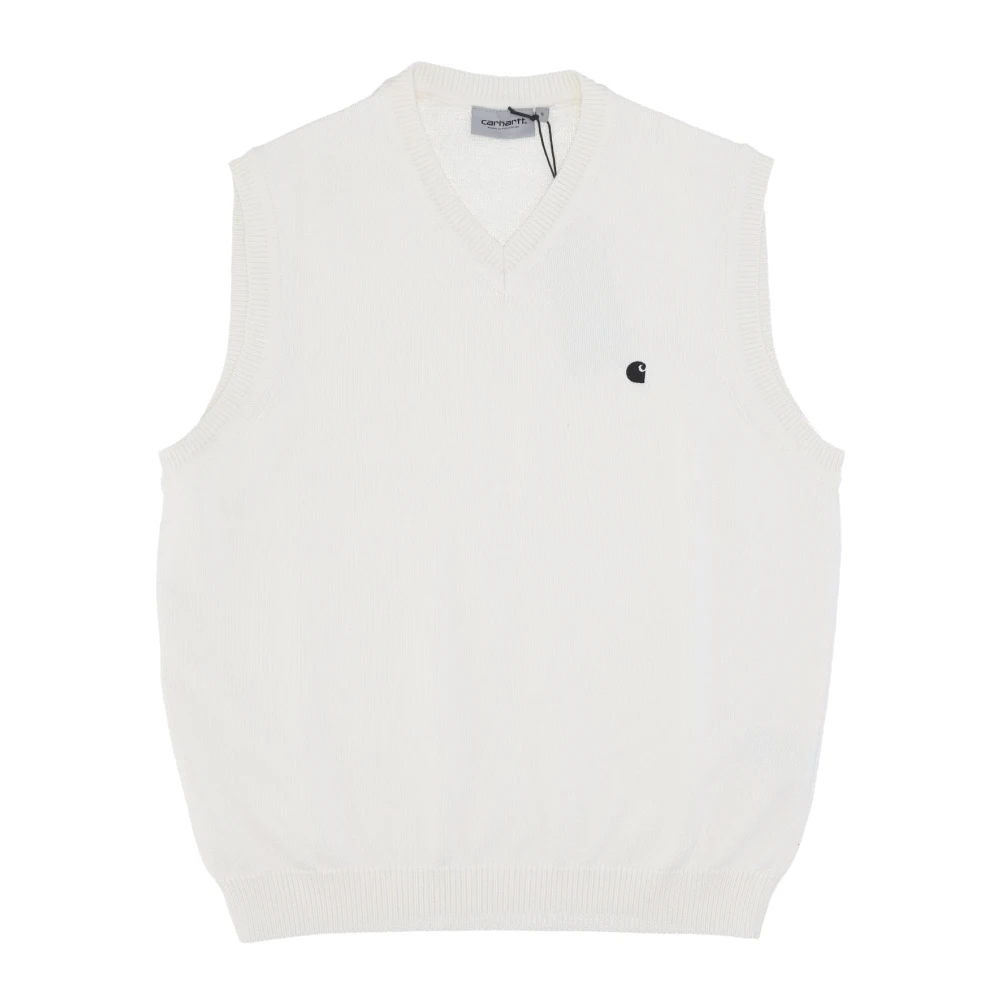 Carhartt WIP Mouwloos V-hals Vest Sweater White Heren