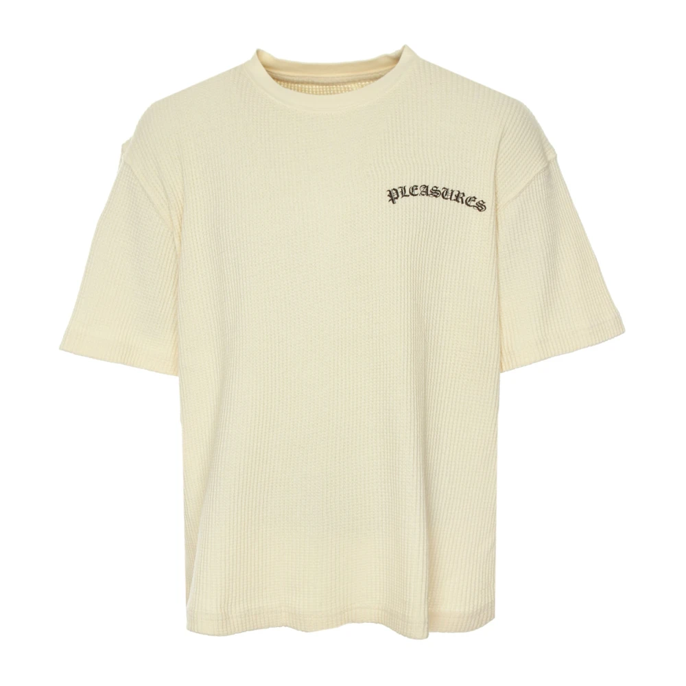 Pleasures Natuurlijke Thermische T-shirt met Wafelstructuur Beige Heren