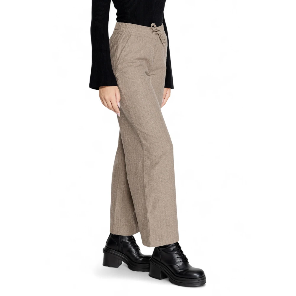 Jacqueline de Yong Wijde Pijp Geweven Broek Herfst Winter Collectie Brown Dames
