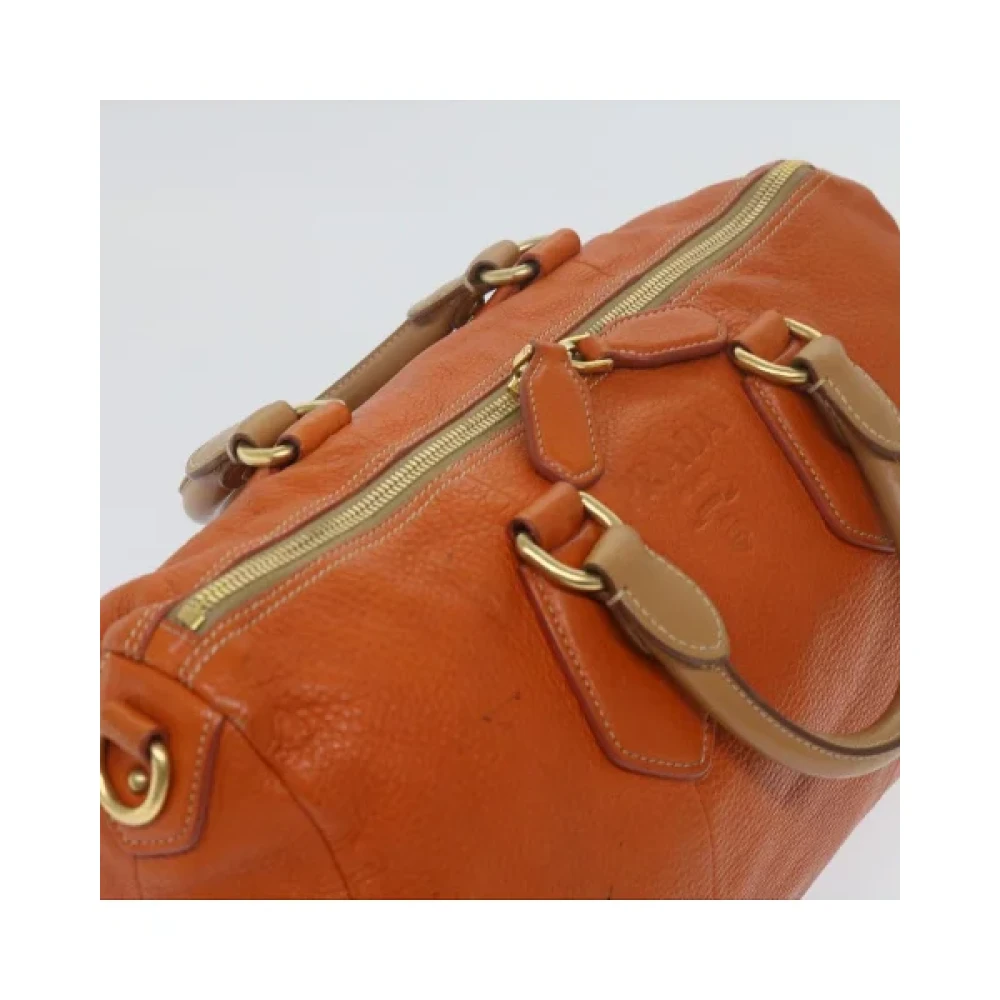 Prada Vintage Pre-owned Leather handbags Orange Dames