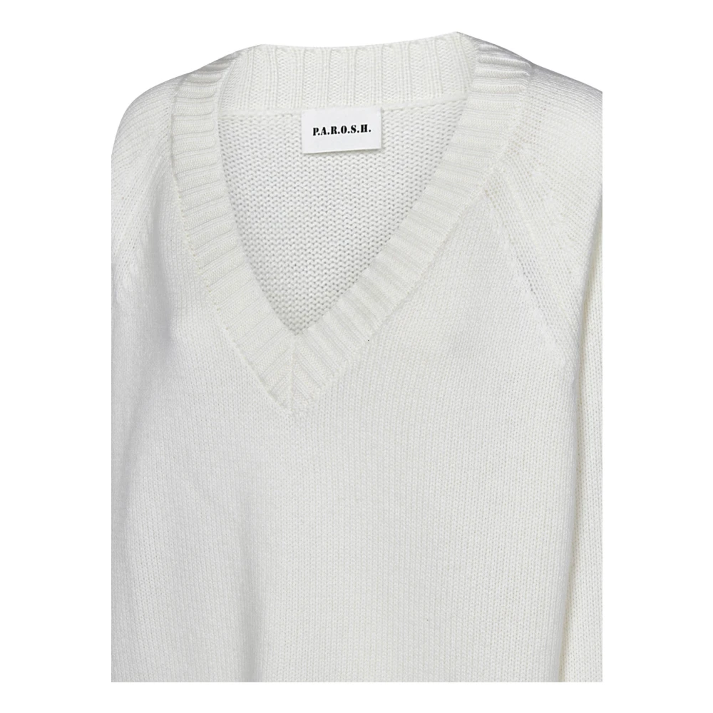 P.a.r.o.s.h. Witte Cashmere V-Hals Trui White Dames