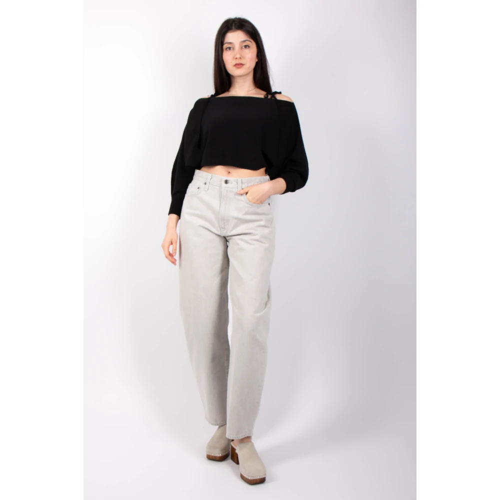 Roberto Collina Zwarte Off-Shoulder Geknipte Trui Black Dames