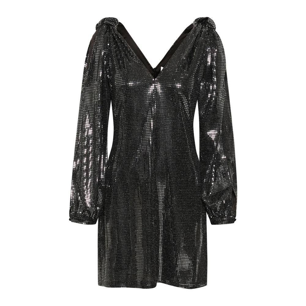 Karen by Simonsen Metallic Jurk met Schouderdetails Black Dames