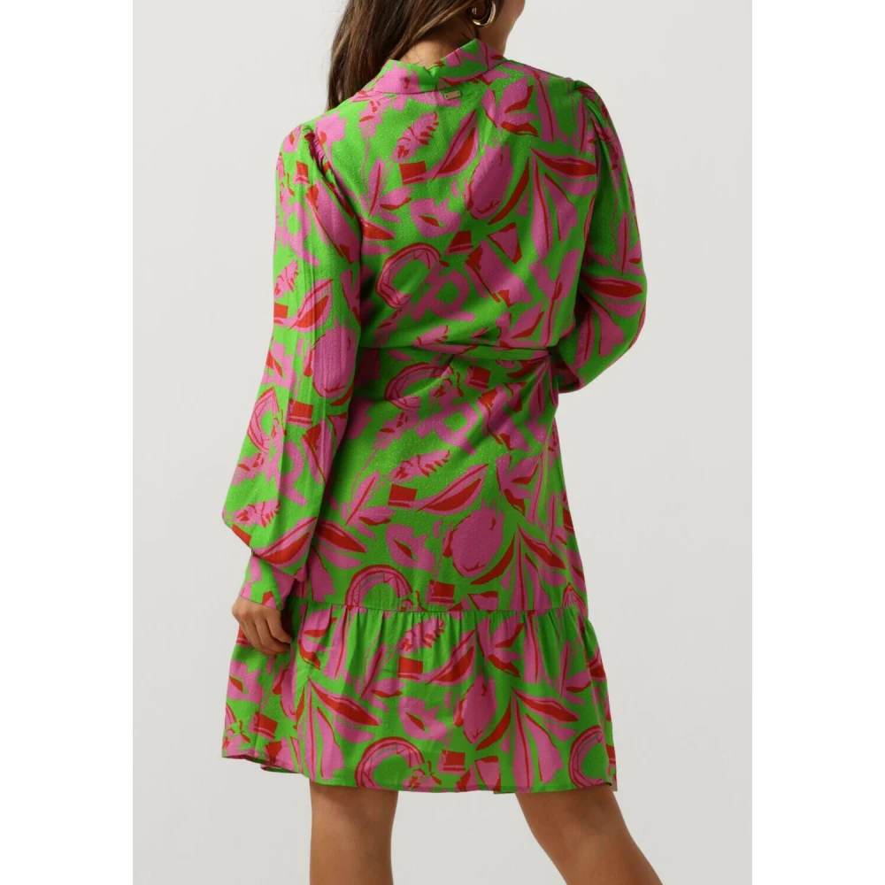Pom Amsterdam Groen en Roze Midi Jurk Multicolor Dames