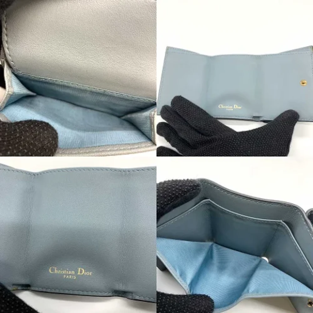 Dior Vintage Pre-owned Leather wallets Gray Dames