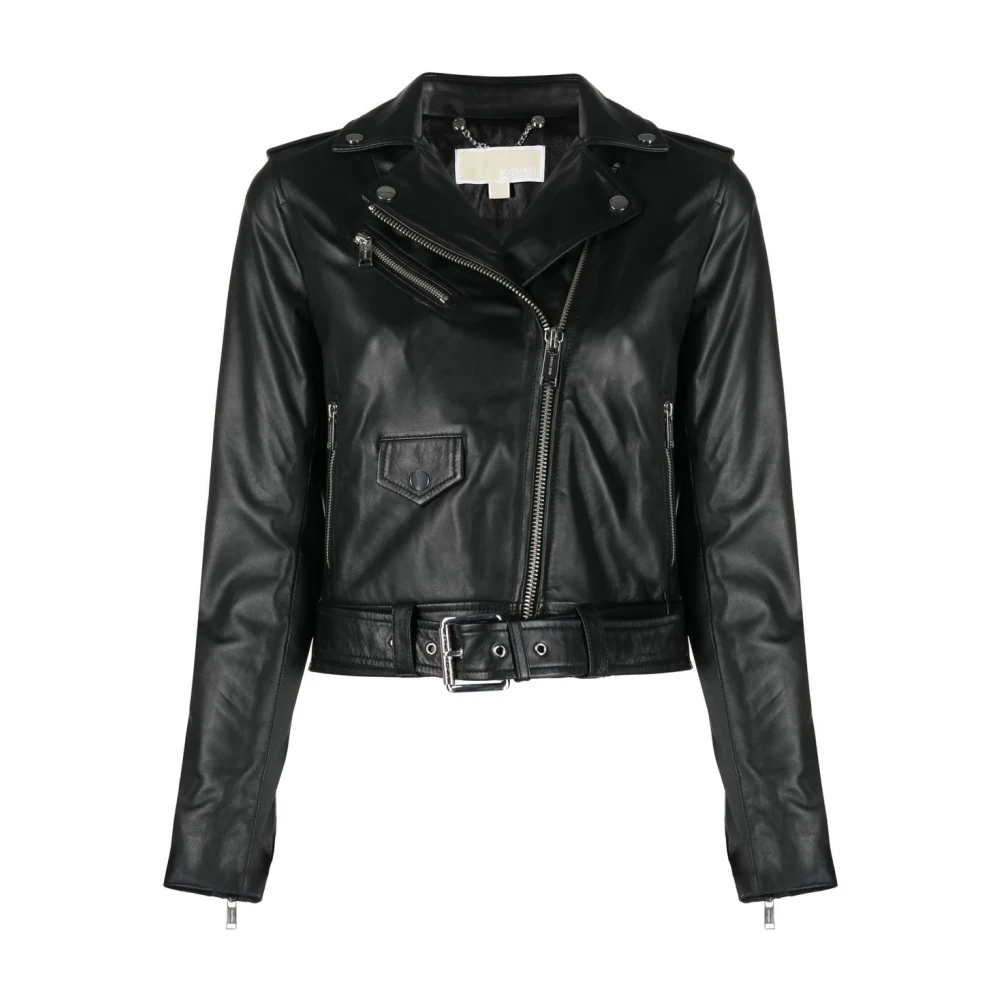 Michael Kors Leren Bikerjack Black Dames