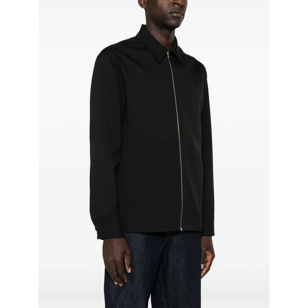 Jil Sander Zwarte Zip-Up Sweatshirt met Snap-details Black Heren