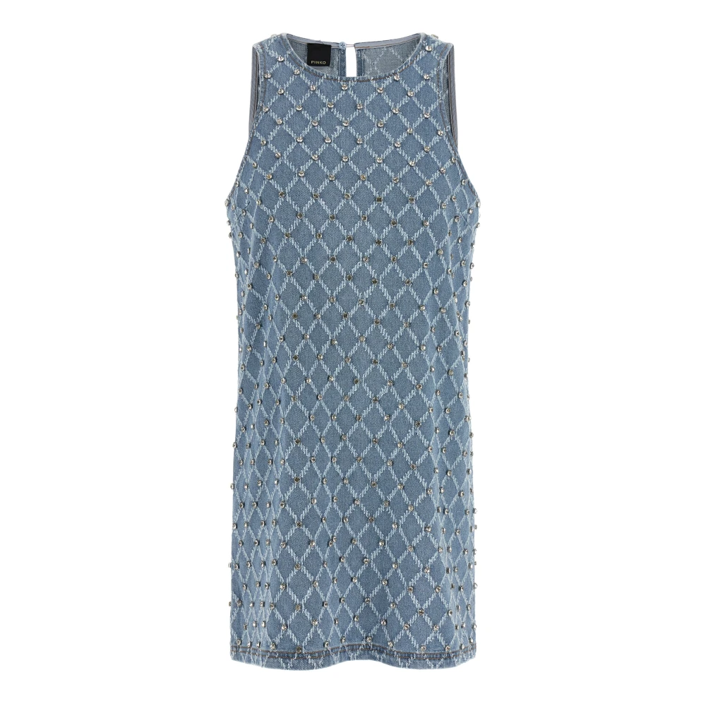 Pinko Women's Blue Short Dresses, Xs, Amorino Cotton Denim Mini Dress