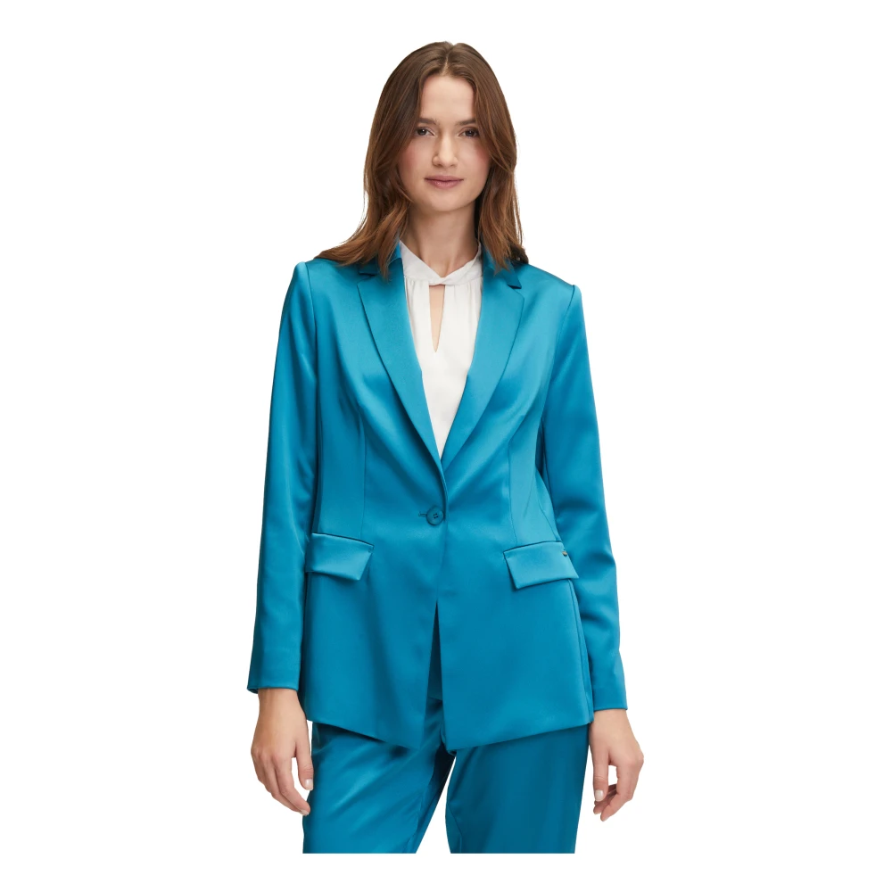 Betty & Co Elegante Business Blazer met Zakken Blue Dames