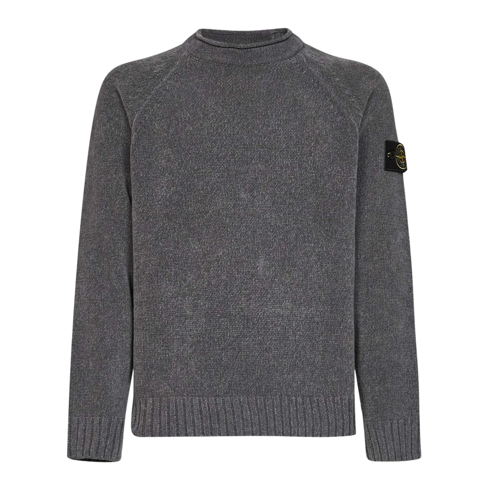 Stone Island , Round-Neck Knitwear, Male, Gray, Xl, Round-Neck Knitwear